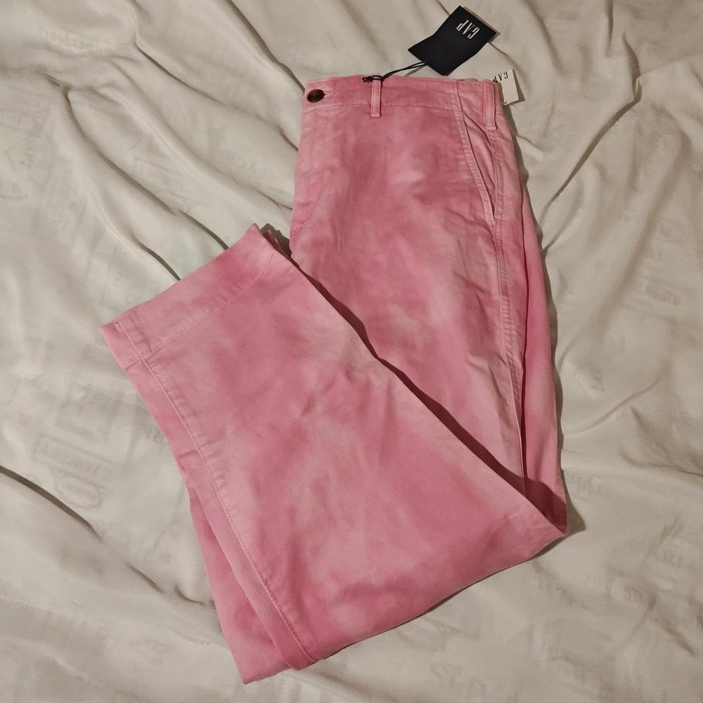 Gap High Rise Straight Khaki Pink Tie Dye Jeans